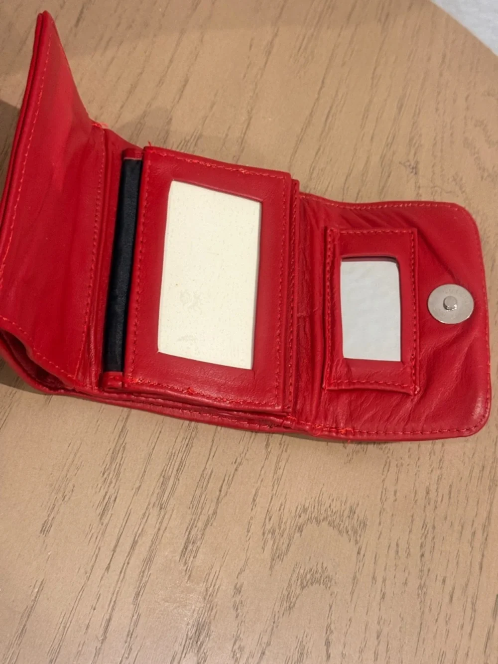Red Leather Wallet with Silver Accent - Picture 4 of 7
